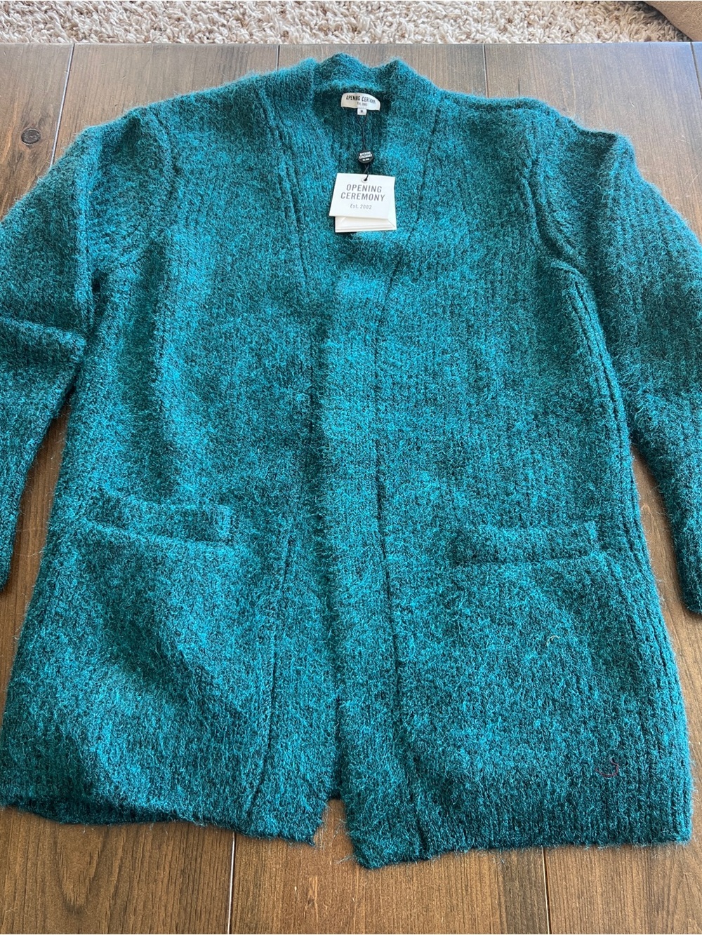 Opening Ceremony Teal Open-Front Women's Cardigan Sweater-medium